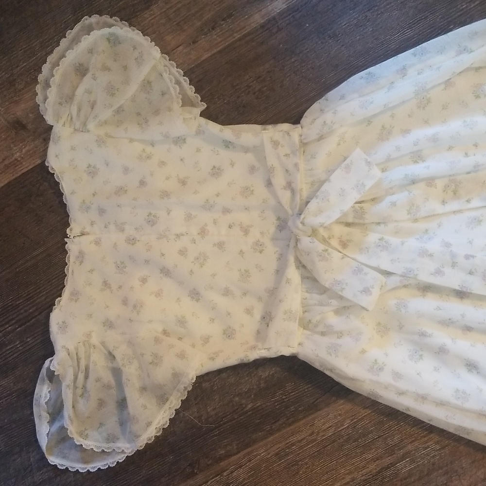 Gunne Sax By Jessica San Francisco Vintage 0/2 XS White/Purple Floral Lace Dress - Picture 17 of 17